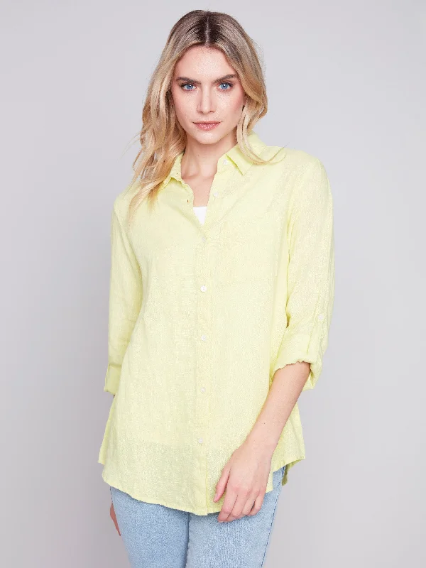 Long Linen Shirt - Anise