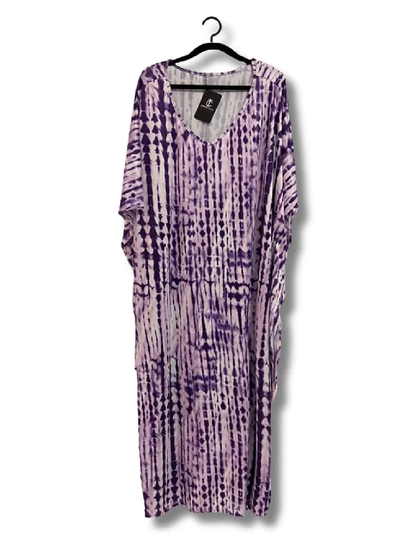 Mahalo Plus Size Kaftan Dress in Purple Tie Dye