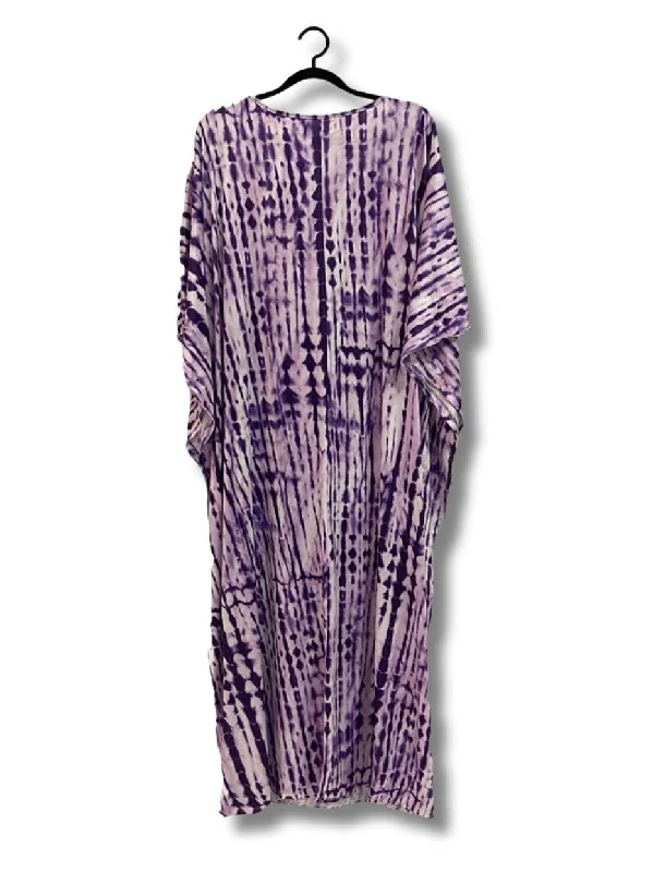 Mahalo Plus Size Kaftan Dress in Purple Tie Dye