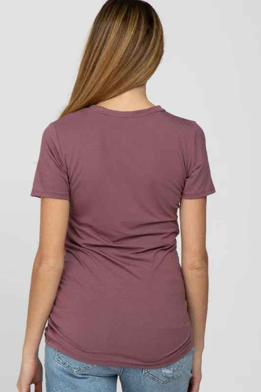 Mauve Basic Short Sleeve Maternity Top