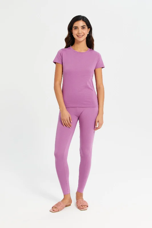 Women Mauve Basic T-Shirt