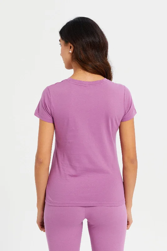 Women Mauve Basic T-Shirt