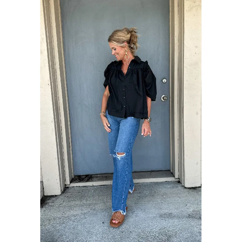 Merrick Black Button Down Blouse