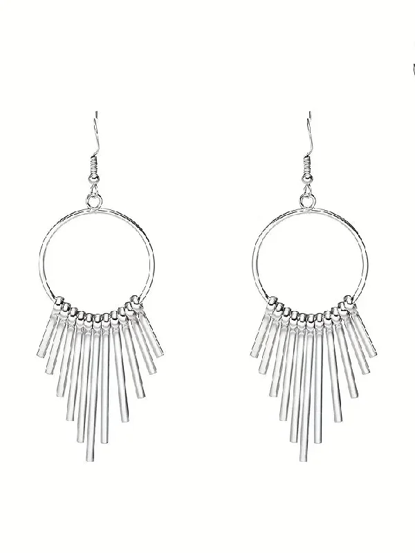 Metal Hoop and Bars Earrings