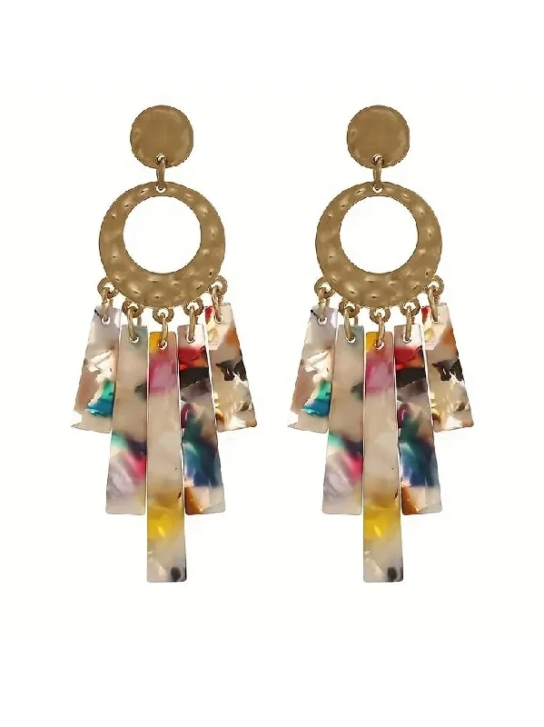 Multicoloured Acrylic and Metal Earrings