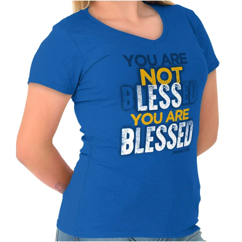 Not Less Blessed Junior Fit V-Neck T Shirt