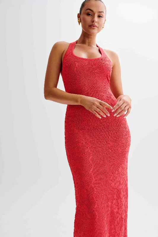 Patrizia Knit Halter Maxi Dress - Pomegranate