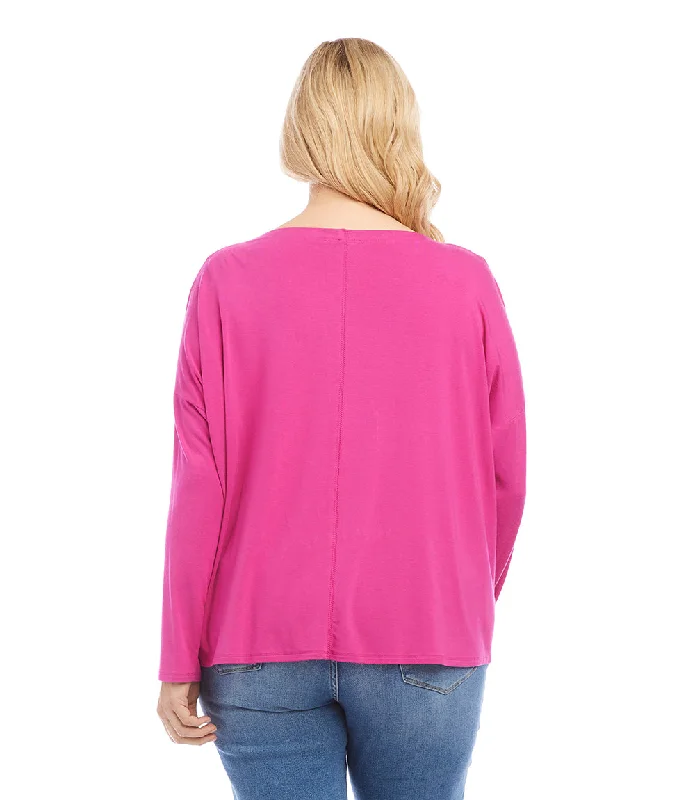 Plus Size Boatneck Tie-Front Top