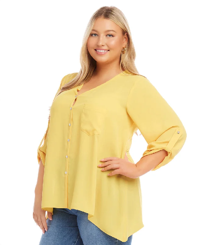 Plus Size Button-Up Blouse