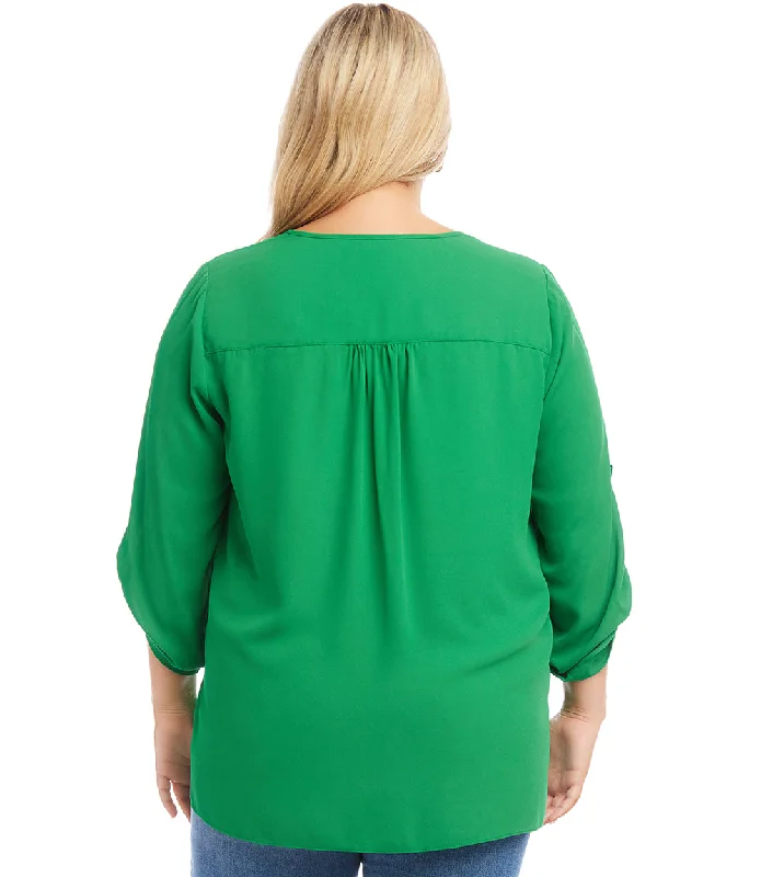 Plus Size Roll Tab Sleeve Top