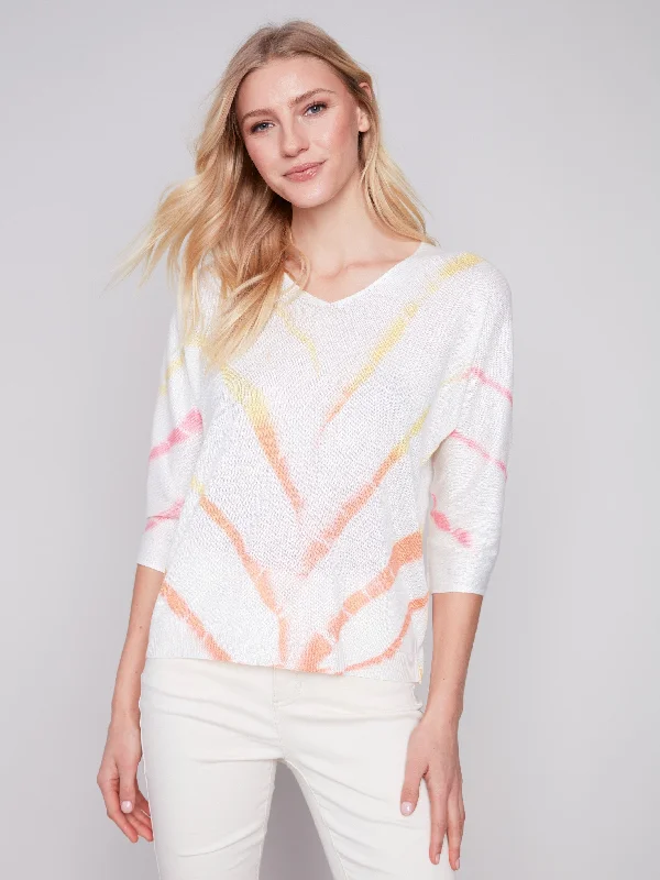 Printed Dolman Sweater - Lemon