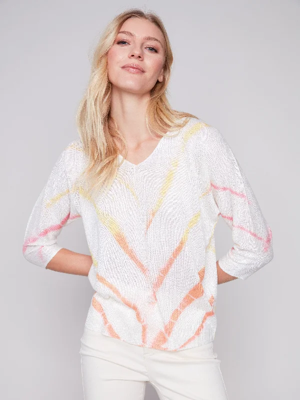 Printed Dolman Sweater - Lemon