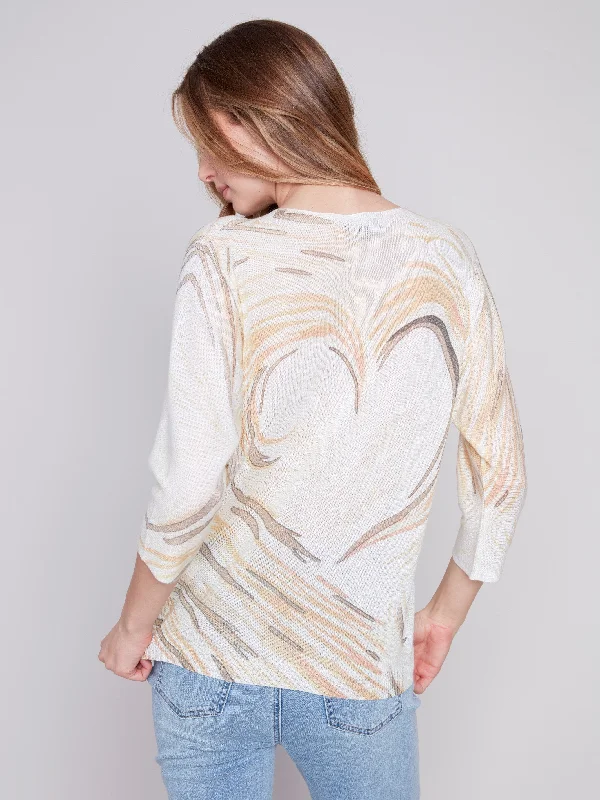 Printed Dolman Sweater - Stone