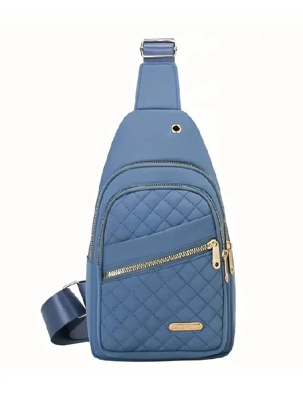 Quilted Crossbody Bag in Smokey Blue