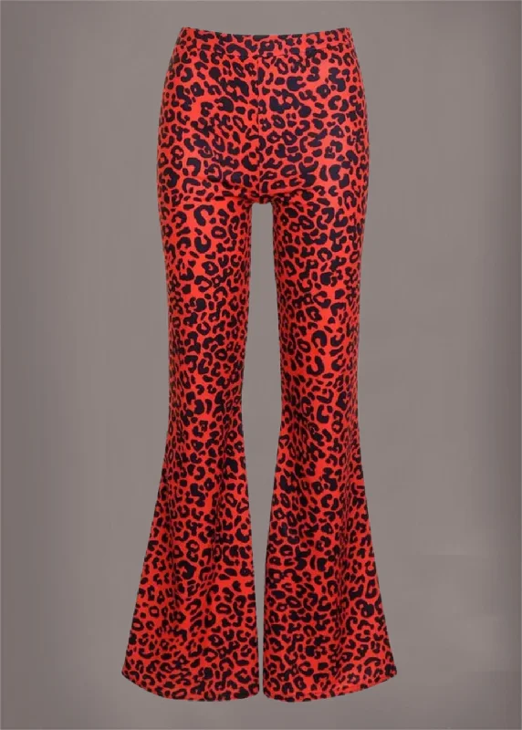 Red Leopard Animal Print Flare Pants Bell Bottoms