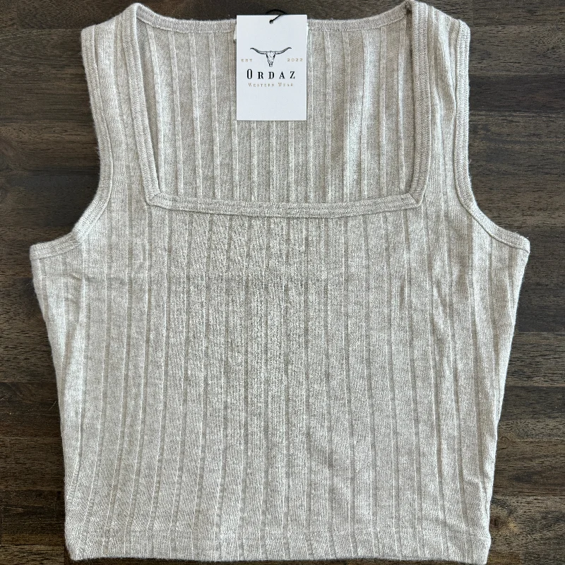 Ribbed Square Neck Top