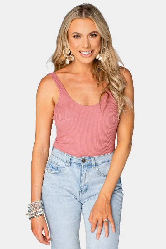 Sammy Scoop Neck Bodysuit - Mauve