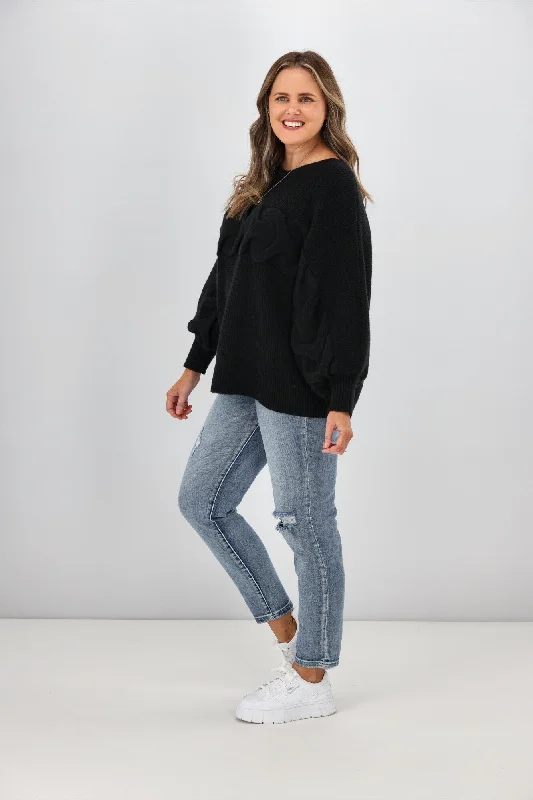 Sass Belinda Chunky Cable Knit Black