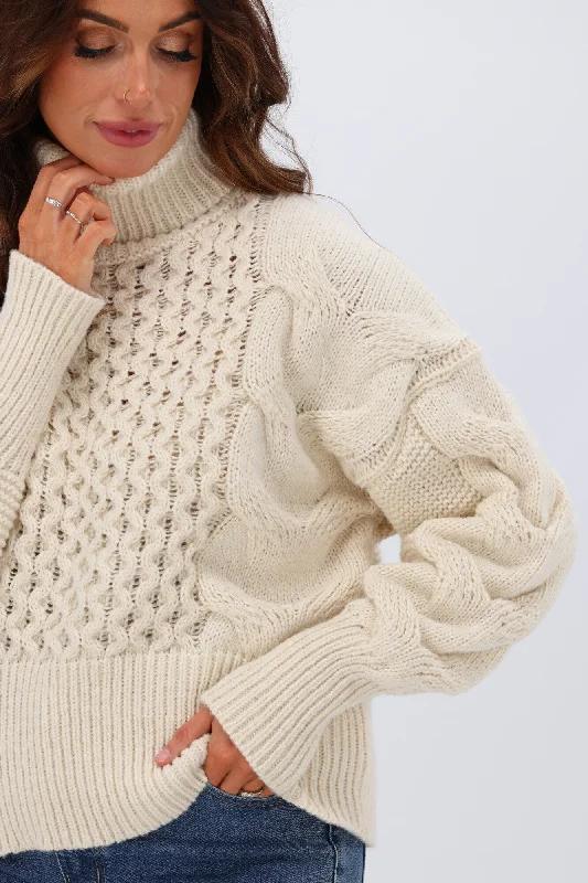 Sass Renn Cable Knit Cream