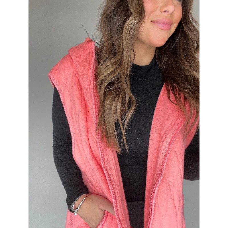 Scout It Out Coral Quilted Hooded Vest