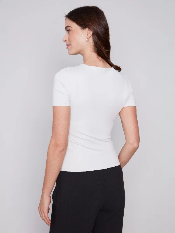 Short-Sleeved Super Stretch Top - Natural