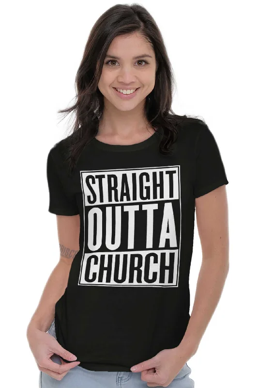 Outta Church Ladies T Shirt