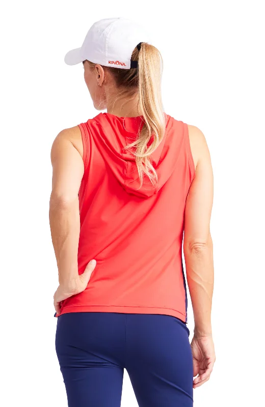 Tech Hoodie Sleeveless Top - Tomato Red