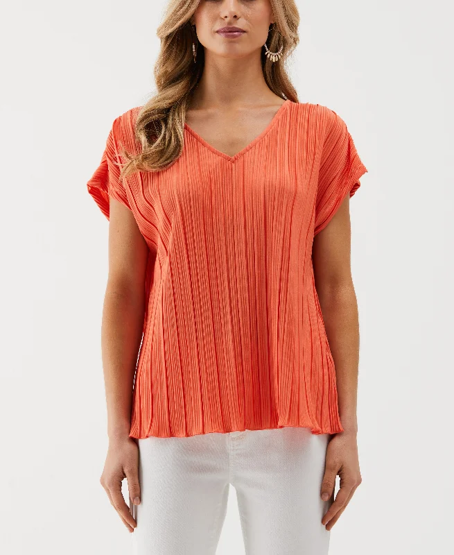 V-Neck Plisse Top