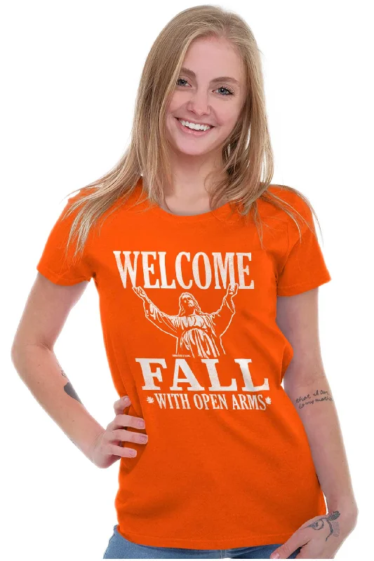 Welcome Fall Ladies T Shirt