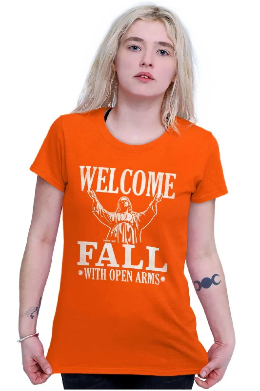 Welcome Fall Ladies T Shirt