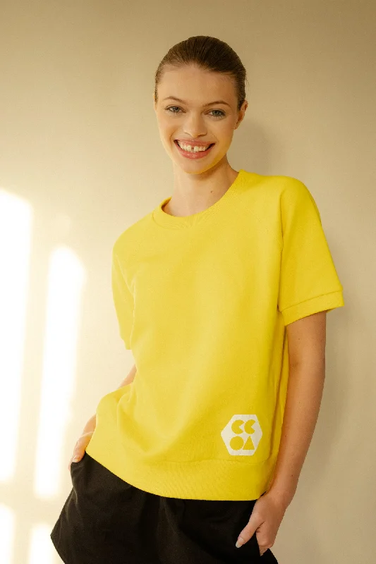 Women's Short Sleeve Raglan Training Top Plastic Free - Canary Yellow