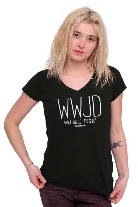 WWJD Junior Fit V-Neck T-Shirt