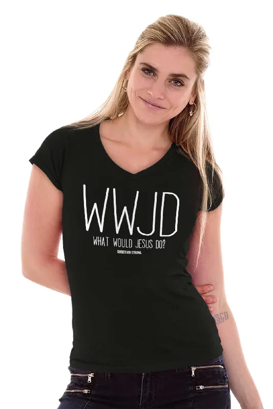 WWJD Junior Fit V-Neck T-Shirt