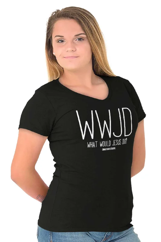 WWJD Junior Fit V-Neck T-Shirt