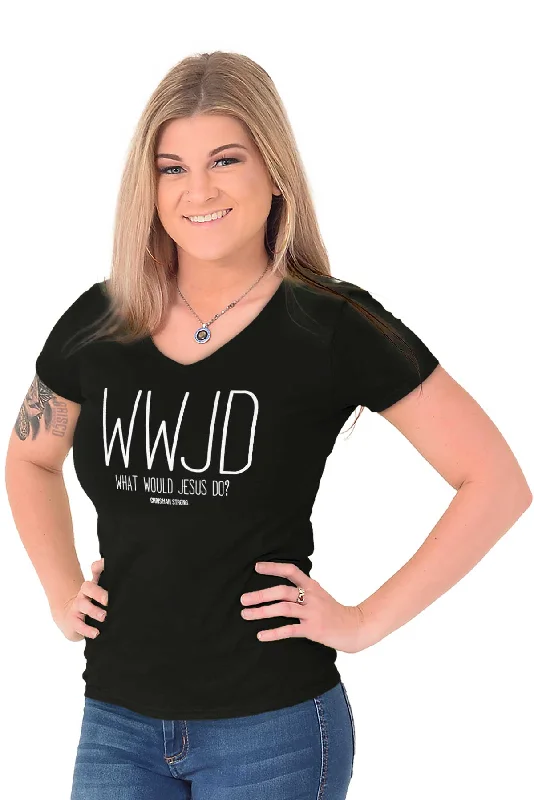 WWJD Junior Fit V-Neck T-Shirt