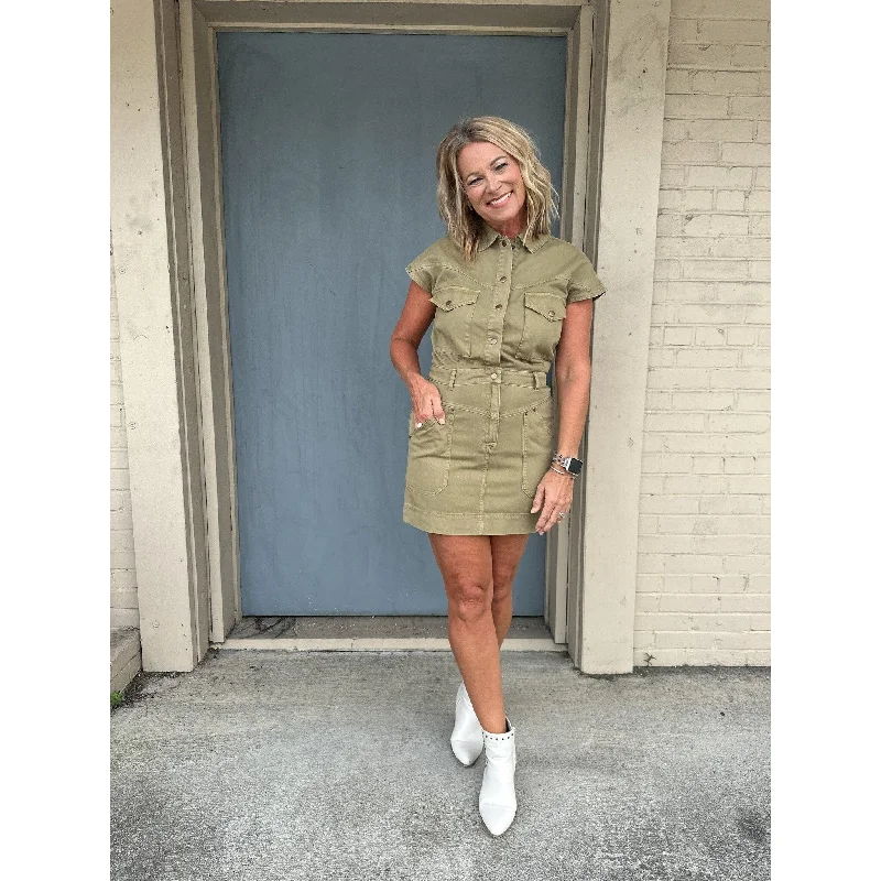 You're Losing Me Olive Utility Dress